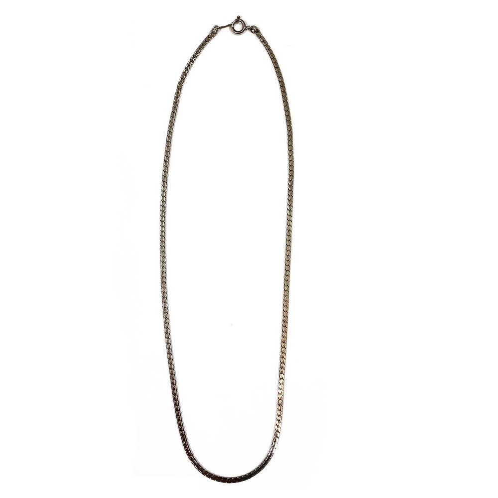 18K White Gold Plated Herringbone Chain Necklace